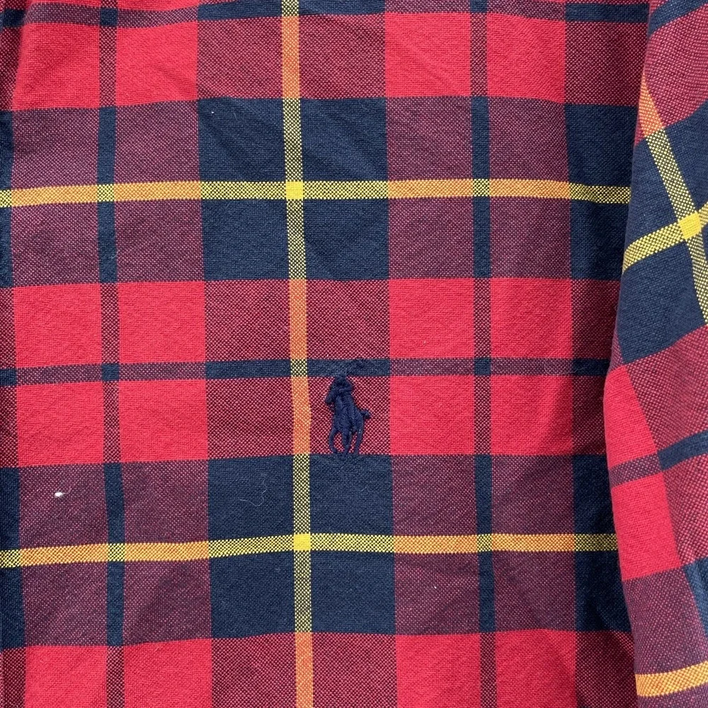 Ralph Lauren Shirt Men's Medium Tartan Oxford Sport Office Golf 90s Cabin Preppy